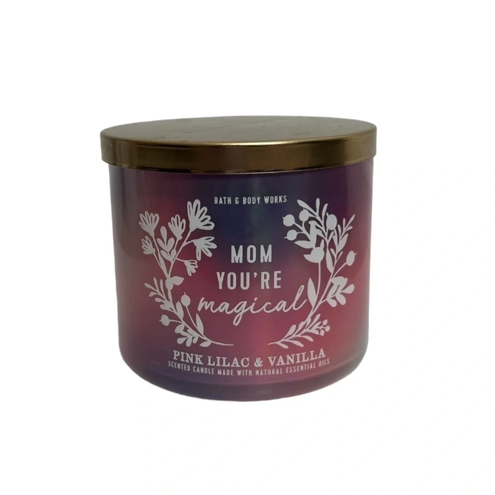 Bath & Body Works Mom You're Magical Pink Lilac & Vanilla 3 Wick Candle 14.5 oz